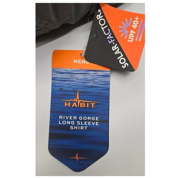 Habit Outdoor Fishing Shirt UV Protection Roll Up Long Sleeve Gray Men's 2XL - Picture 9 of 10